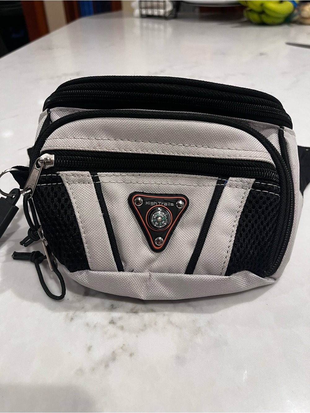 High Trails Grey & Black Men’s Belt Bag with Compass Accent